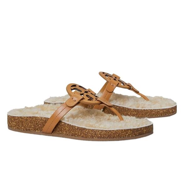 Tory Burch Miller Cloud Genuine Shearling Flip Flop Flats Sandals Size 10 NWB - Picture 7 of 12